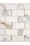 Calacatta Gold 2X4 Deep-Beveled Brick Mosaic Marble Tile Polished-Honed