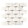 White marble-patterned brick wall tiles from Calacatta Gold 2X4 Mosaic Marble Tile