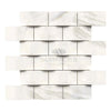 Calacatta Gold 2X4 Round-Faced Mosaic Marble Tile in polished or honed white marble