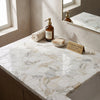 Calacatta gold 3 inch hexagon mosaic marble tile in white and gray with polished finish for elegant surfaces