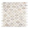 Calacatta Gold 5/8X1 1/4 Mini-Brick Mosaic Marble Tile in White Marble Brick Design