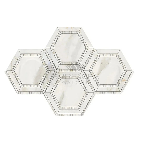 Calacatta Gold 5-inch hexagon polished mosaic marble tile with elegant design