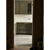 Gray kitchen cabinets paired with Calacatta Gold 5 inch hexagon marble tile