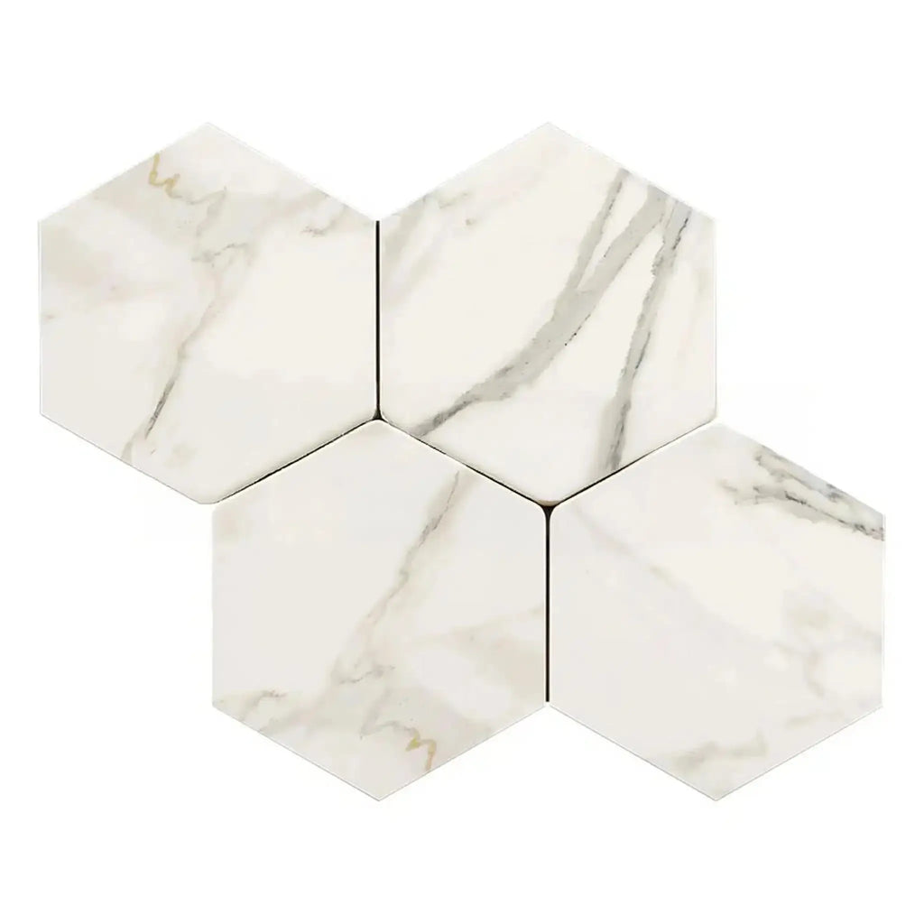 Calacatta Gold 6 Inch Hexagon Mosaic Marble Tile with polished or honed finish