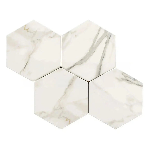 Calacatta Gold 6 Inch Hexagon Mosaic Marble Tile with polished or honed finish