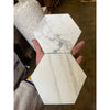 Calacatta Gold 6-inch hexagon mosaic marble tile with white marble-effect and gray veining, polished or honed