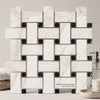 White and black calacatta gold italian marble basketweave mosaic tile polished or honed with large pattern