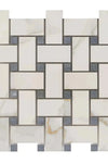 Calacatta Gold Basketweave Mosaic (w/Blue-Gray-(LARGE)) Mosaic Marble Tile Polished or Honed