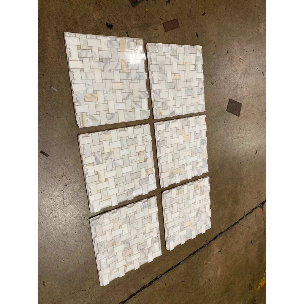 Marble basketweave tile sheets for Calacatta Gold mosaic marble tiling projects
