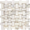 Woven marble mosaic tile featuring Calacatta Gold in polished or honed finish