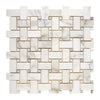 Calacatta Gold Basketweave Mosaic Marble Tile featuring elegant white marble design