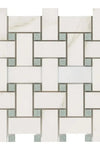 Calacatta Gold Basketweave Mosaic (w/Ming-Green-(LARGE)) Mosaic Marble Tile Polished or Honed