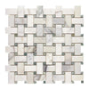 Woven marble mosaic tile featuring Calacatta Gold and Ming Green polished or honed finish