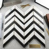 Calacatta gold chevron large mosaic marble tile polished or honed featuring black and white italian marble chevron pattern