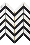 Calacatta Gold Chevron (LARGE) (w/ Black) Mosaic Marble Tile Polished or Honed