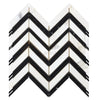 Black and white chevron mosaic tile in Calacatta Gold Chevron Large Marble Tile design
