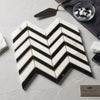 Calacatta gold chevron large black mosaic marble tile polished with gold grout in chevron pattern