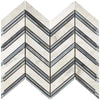Calacatta Gold Chevron Large Mosaic Marble Tile with Blue-Gray Patterned Design