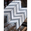 Calacatta Gold Chevron large mosaic marble tile in white gray blue-gray polished honed finish