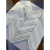 Calacatta Gold large polished chevron mosaic marble tile with veining