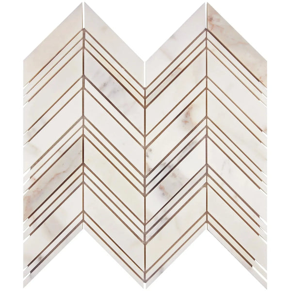Calacatta Gold Chevron patterned marble tile in polished or honed finish