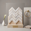 Calacatta gold chevron large mosaic marble tile display in white and gold polished calacatta gold italian marble