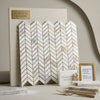 White marble calacatta gold chevron mini mosaic tile with polished honed finish in a chevron pattern