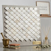 White scallop-shaped calacatta gold fan raindrop italian marble mosaic tile panel polished or honed finish
