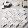 Calacatta gold lantern 3 inch white calacatta gold italian marble mosaic tile with polished quatrefoil shapes and veining