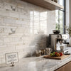 Calacatta gold manhattan random-strip mosaic marble tile polished or honed with white and gold veined italian marble subway tiles