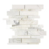 Calacatta Gold Manhattan Mosaic Marble Tile in polished finish, showcasing white marble design