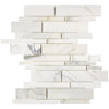 Calacatta Gold Manhattan Mosaic Marble Tile in polished finish featuring white marble