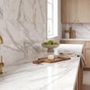 Calacatta gold marble 12x12 polished white marble countertop with elegant gray veining and reflective surface