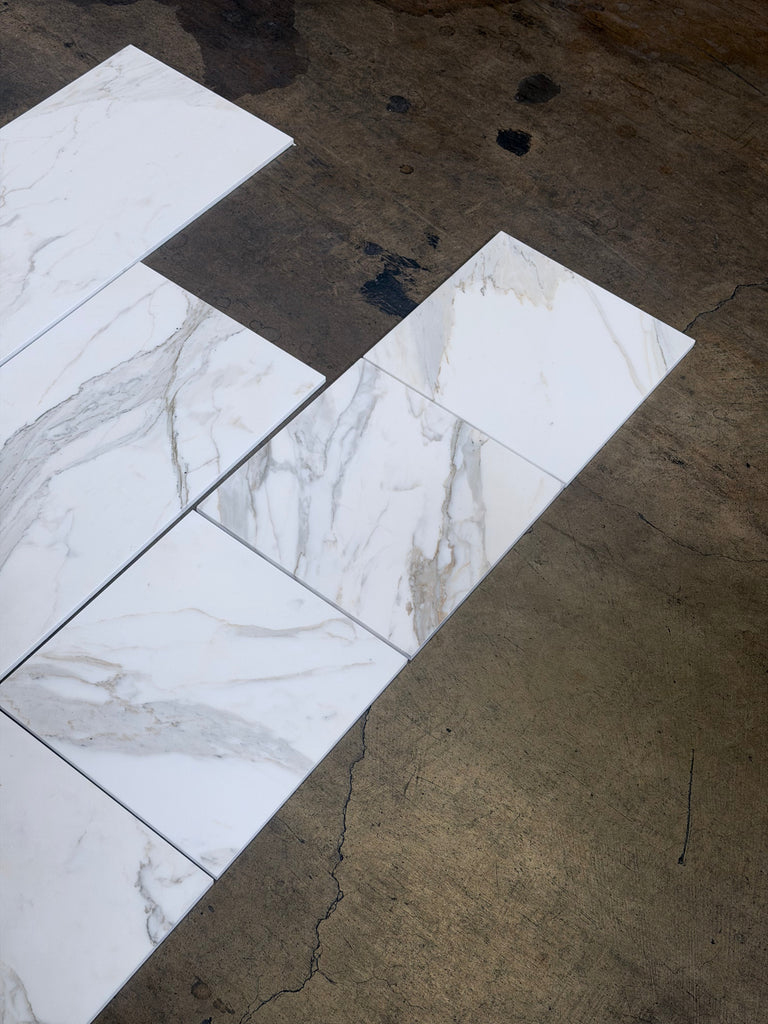 Calacatta Gold Marble 12x12 Polished White Tiles with Gray Veining