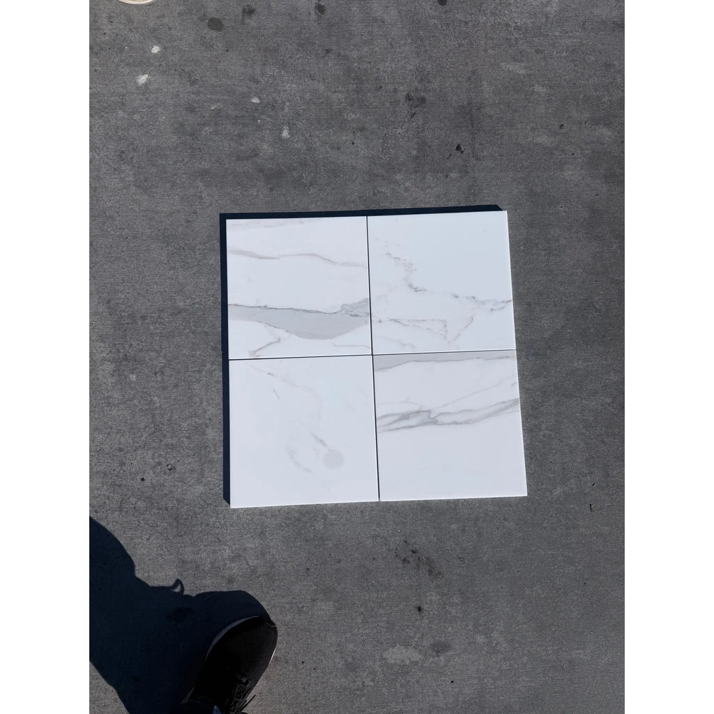 Calacatta Gold Marble 12x12 Polished White Tile with Gray Veining