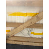 Back of Calacatta Gold Marble 12x12 on wooden pallet with weathered planks