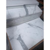 White marble-effect laminate stair treads with gray veining from calacatta gold marble 12x24 polished or honed collection