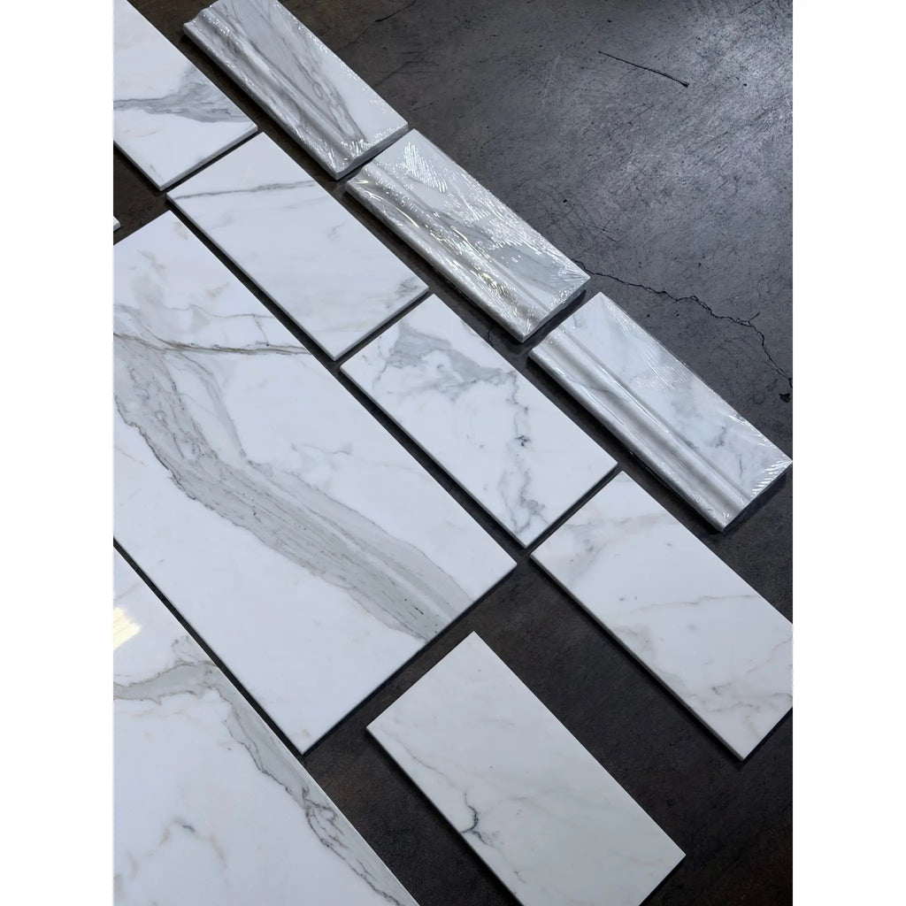 Calacatta Gold Marble 12x24 Polished or Honed tiles with gray veining