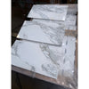 Calacatta Gold Marble 12x24 polished tiles in white marble-effect with gray veining, plastic wrapped