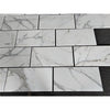 White marble-patterned rectangular tiles from Calacatta Gold Marble 12X24 collection