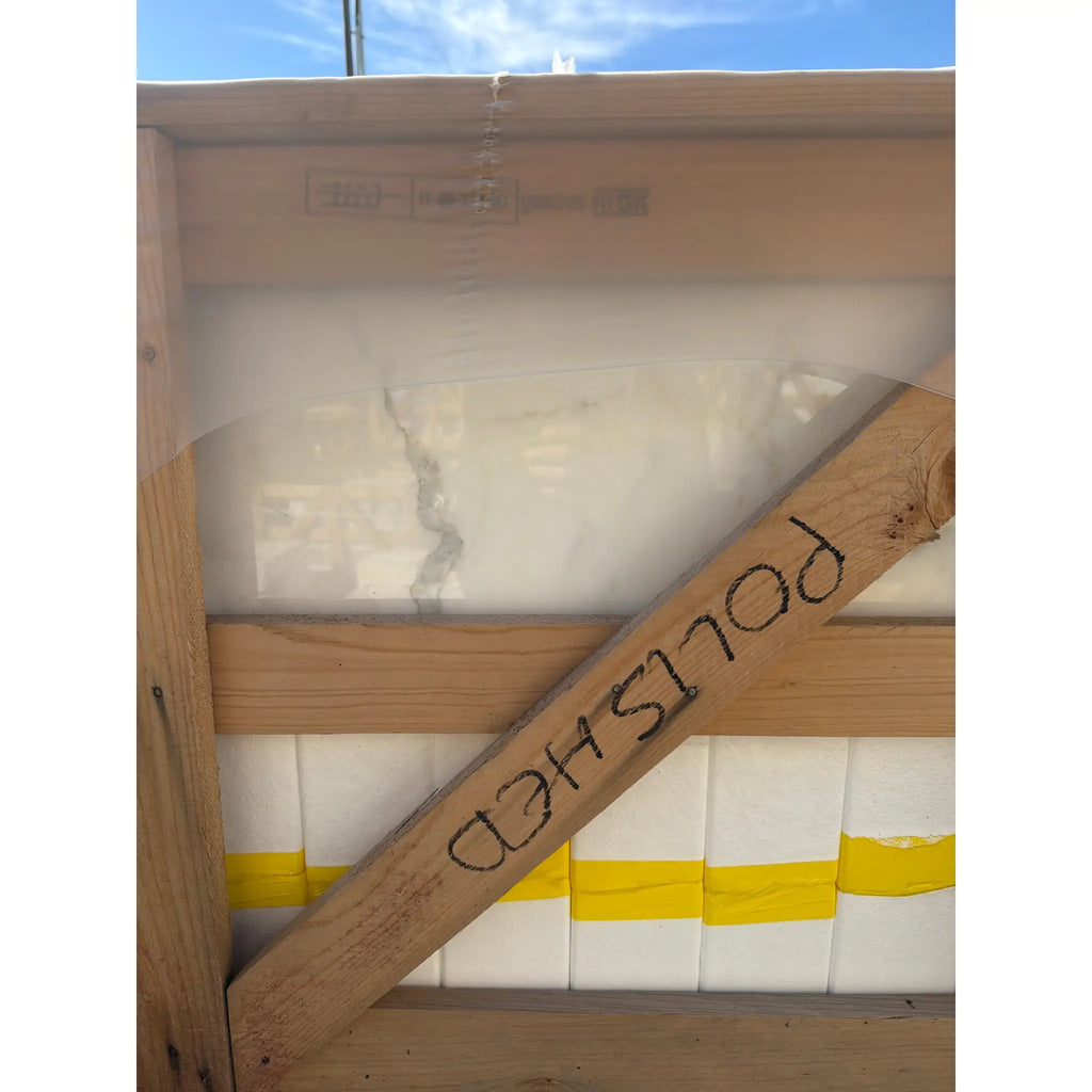 Calacatta Gold Marble 12x24 Polished slab in wooden crate