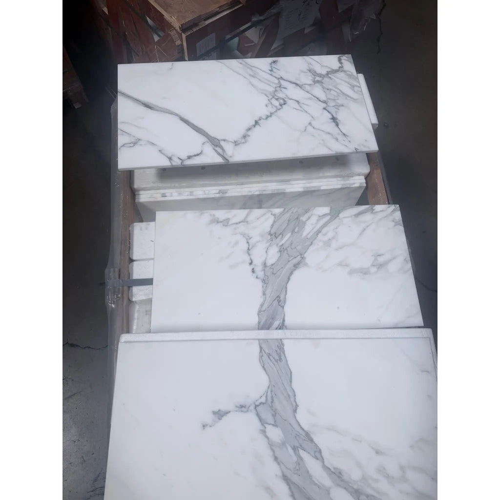 Calacatta gold marble 12x24 polished or honed white marble slabs with elegant gray veining for interior use
