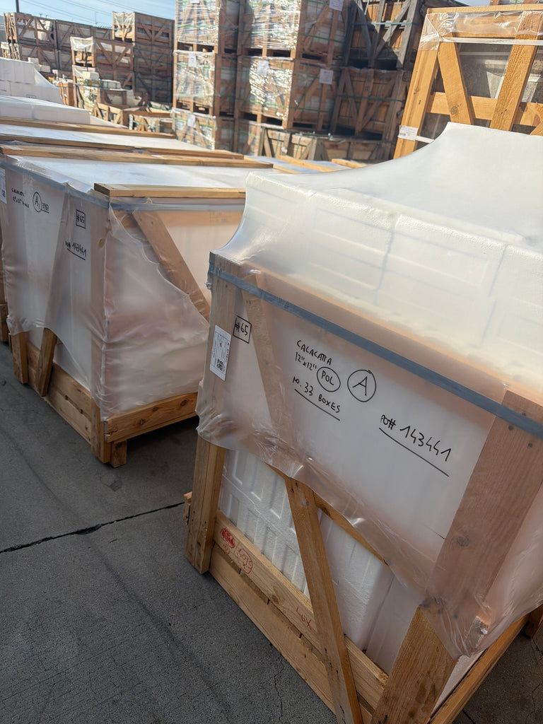 Calacatta Gold marble slab, white with black veining, 12x24 polished