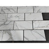 White marble-patterned rectangular tiles from Calacatta Gold Marble 12X24 collection