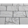 White marble-patterned tiles from Calacatta Gold Marble 12x24 polished or honed collection