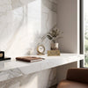 Calacatta gold marble 18x36 polished countertop with elegant white and gray veining in italian marble