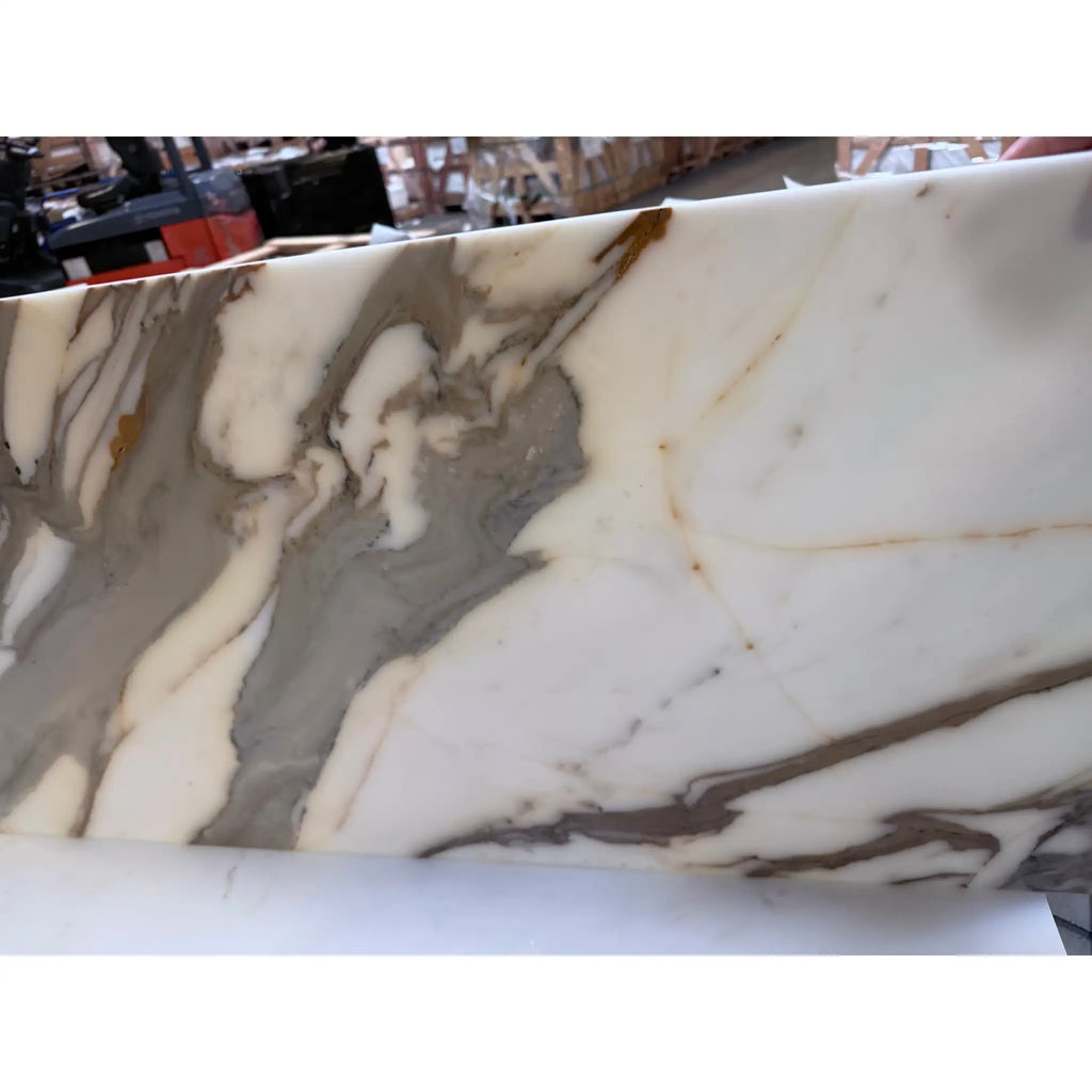 Calacatta Gold Marble 18x36 Polished Slab with Gray and Golden Veins
