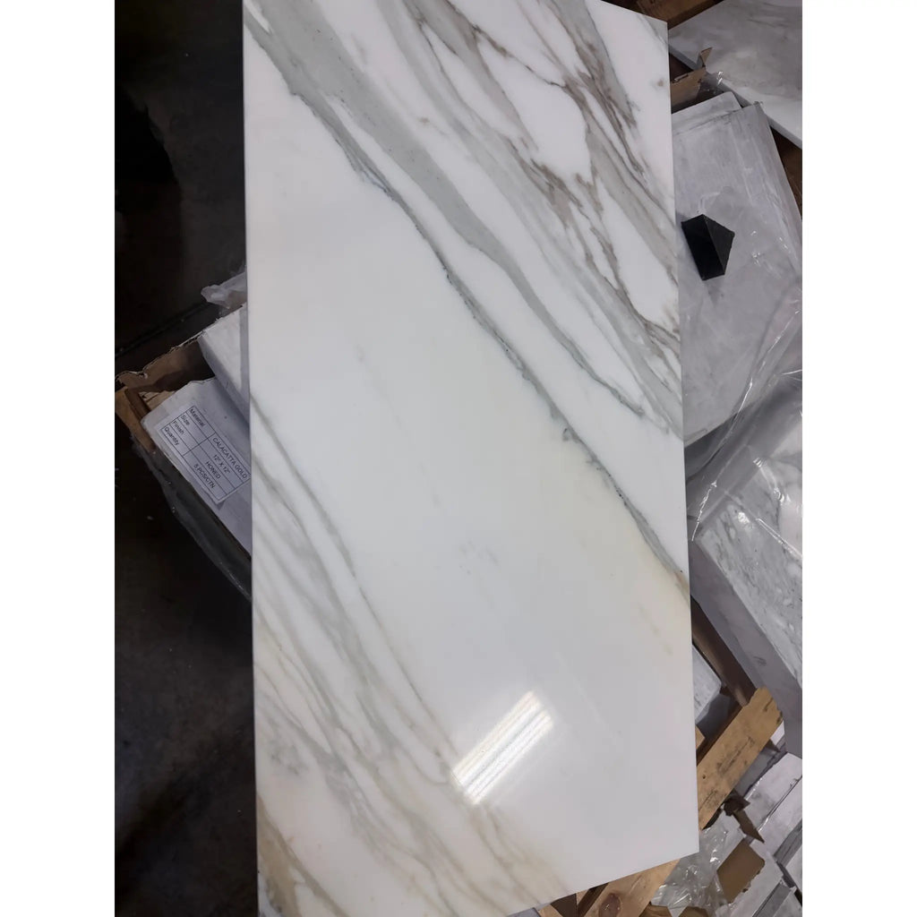 Calacatta Gold Marble 18x36 Polished Slab with Gray Veins