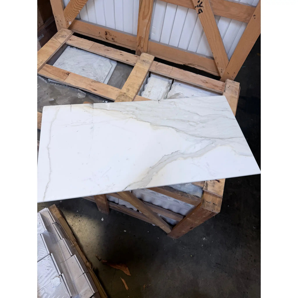 Calacatta Gold Marble 18x36 Polished Slab on Wooden Pallet
