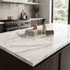 Calacatta gold marble 24x24 polished kitchen island countertop with sleek white and gray veining italian marble